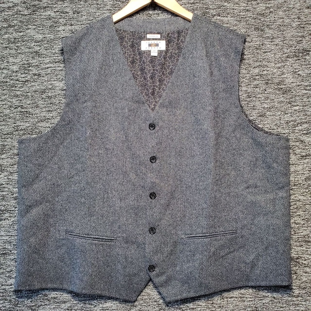 Joseph Abboud Suit Vest Mens 2X Gray Wool Blend Paisley Lining Classic Formal